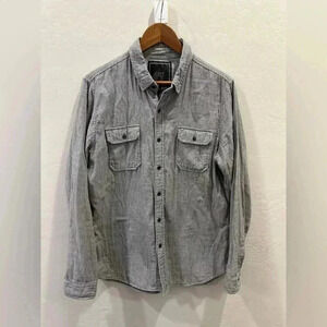 OBEY Propaganda long sleeve button up collar shirt blue/white stripped size L